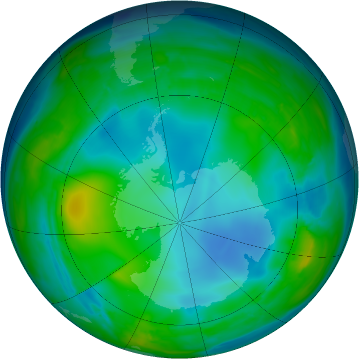 Antarctic ozone map for 19 July 2008